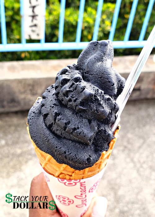 Black vanilla ice cream