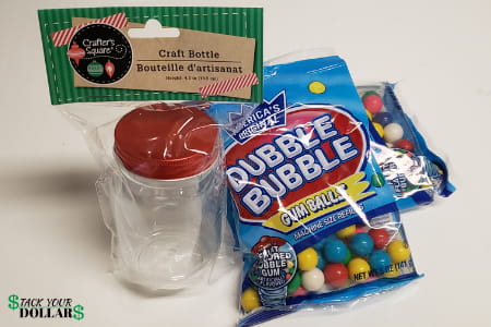 Craft bottle and Dubble Bubble gumballs for candy jar