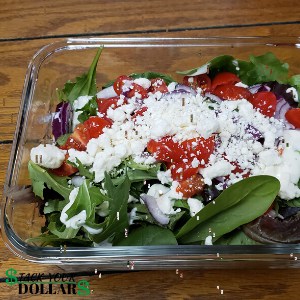 Cheap salad with tomatoes and feta cheese