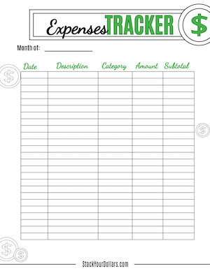 Printable Expense Tracker PDF Image