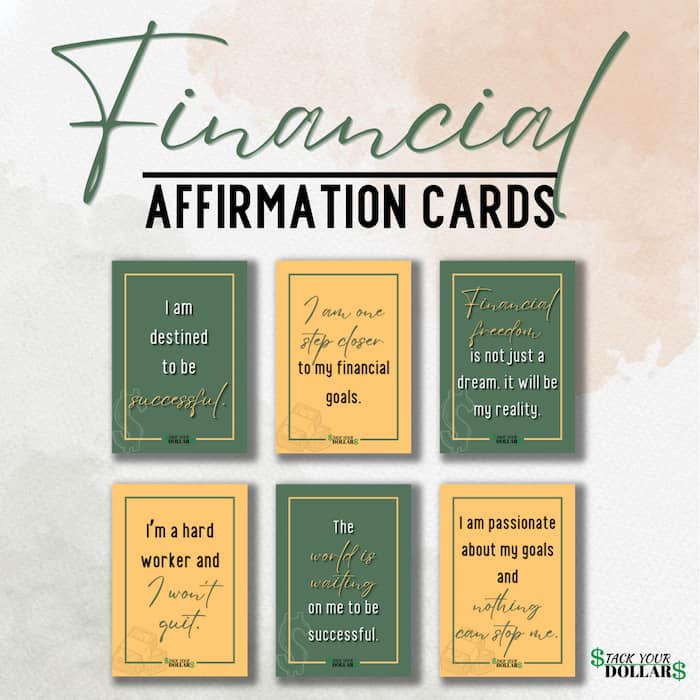 Six examples of financial affirmation cards