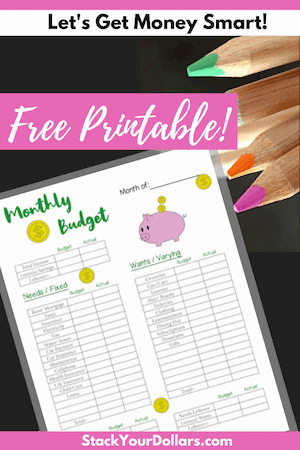 Free Printable of a Monthly Budget