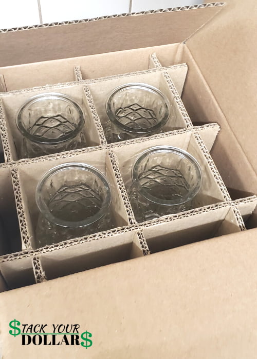 Glass cups packed in a box