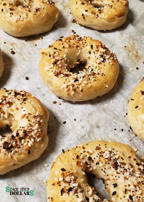 Homemade bagels with everything seasoning