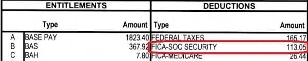 FICA social security taxes on a LES