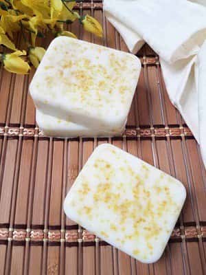 Soap with lemon pieces shown on top