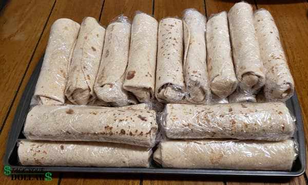 Cheap homemade beef and bean burritos