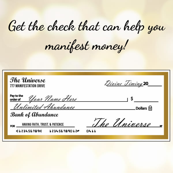 Abundance check to manifest money