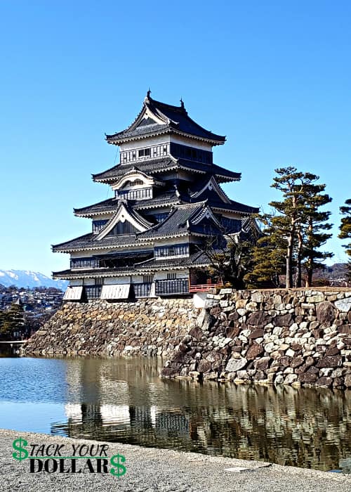 View of Matsumoto Castle across the lake