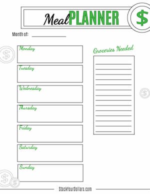 Weekly Meal Planner Template Printable