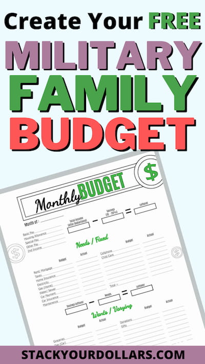 create your free Military family budget worksheet