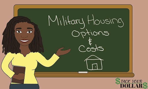 Image of Military Housing Options and costs on a chalkboard