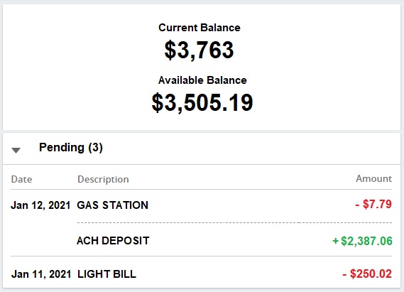 what is pending direct deposit means