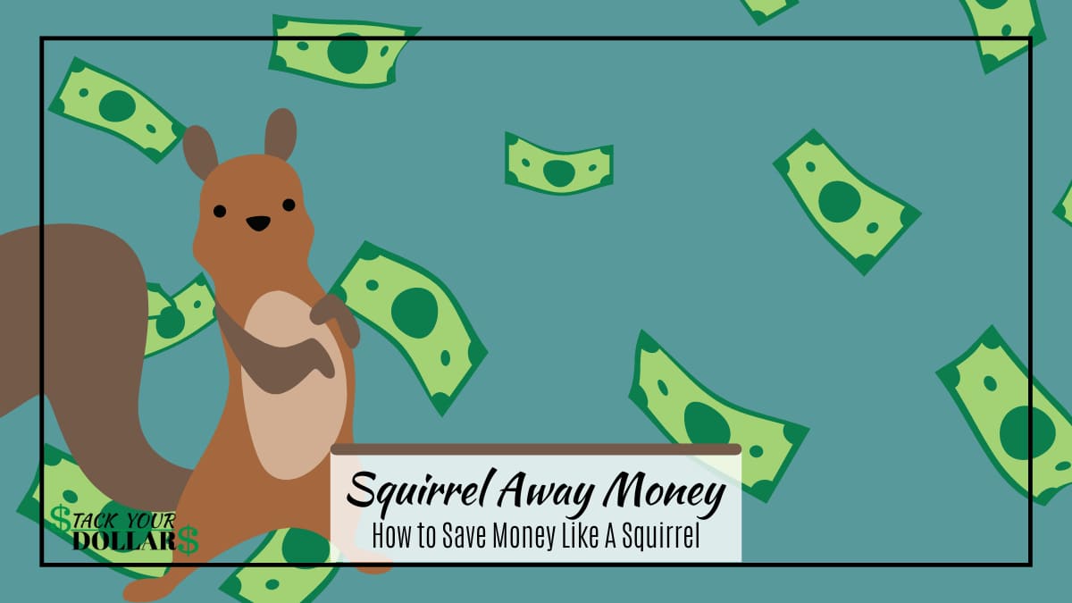 Squirrel image and money falling with title overlaid