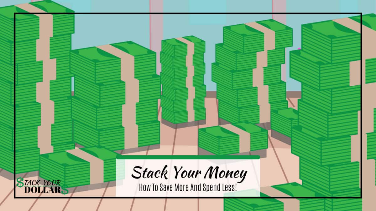 Cartoon money stacks with title text overlaid