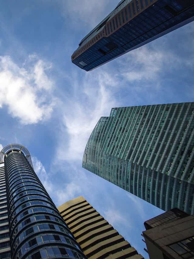 Tall buildings against the blue sky