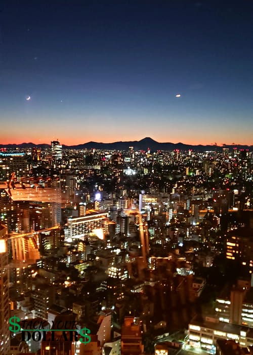 Skyline view at night from Tokyo Tower