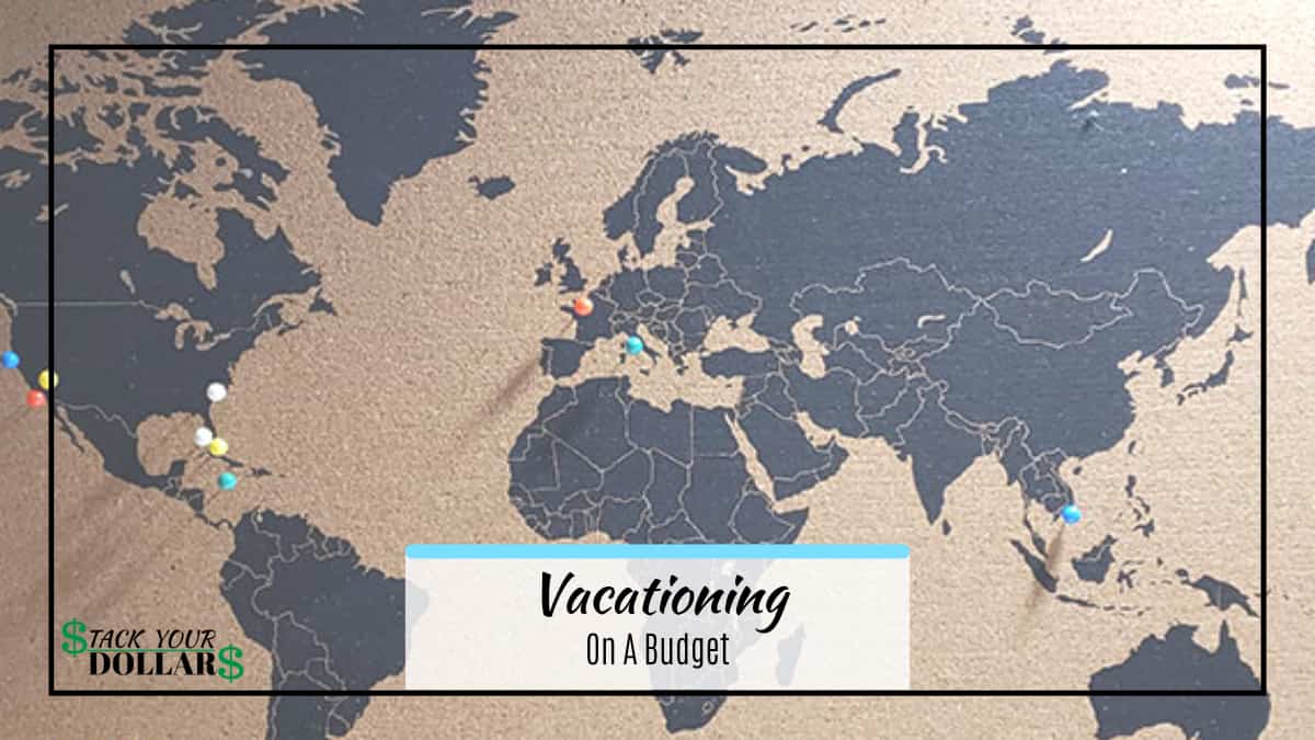 Map and overlaid text: Vacationing on a budget