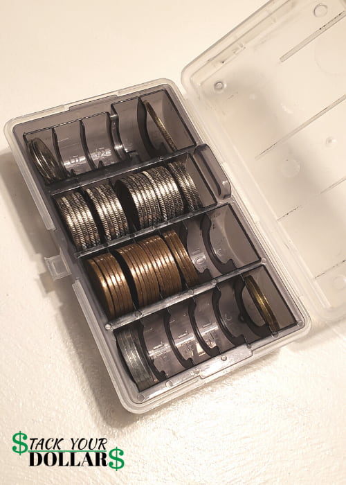 Yen coin holder filled with coins