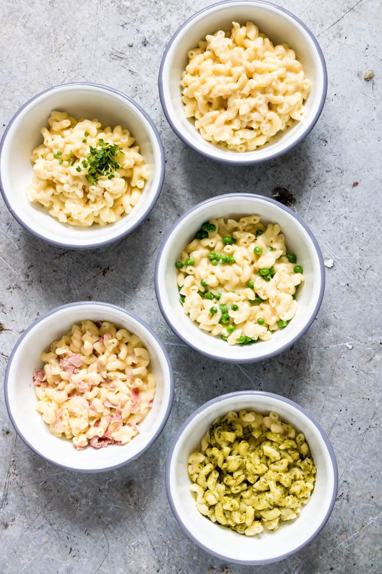 5 different Instant Pot Mac And Cheese bowls